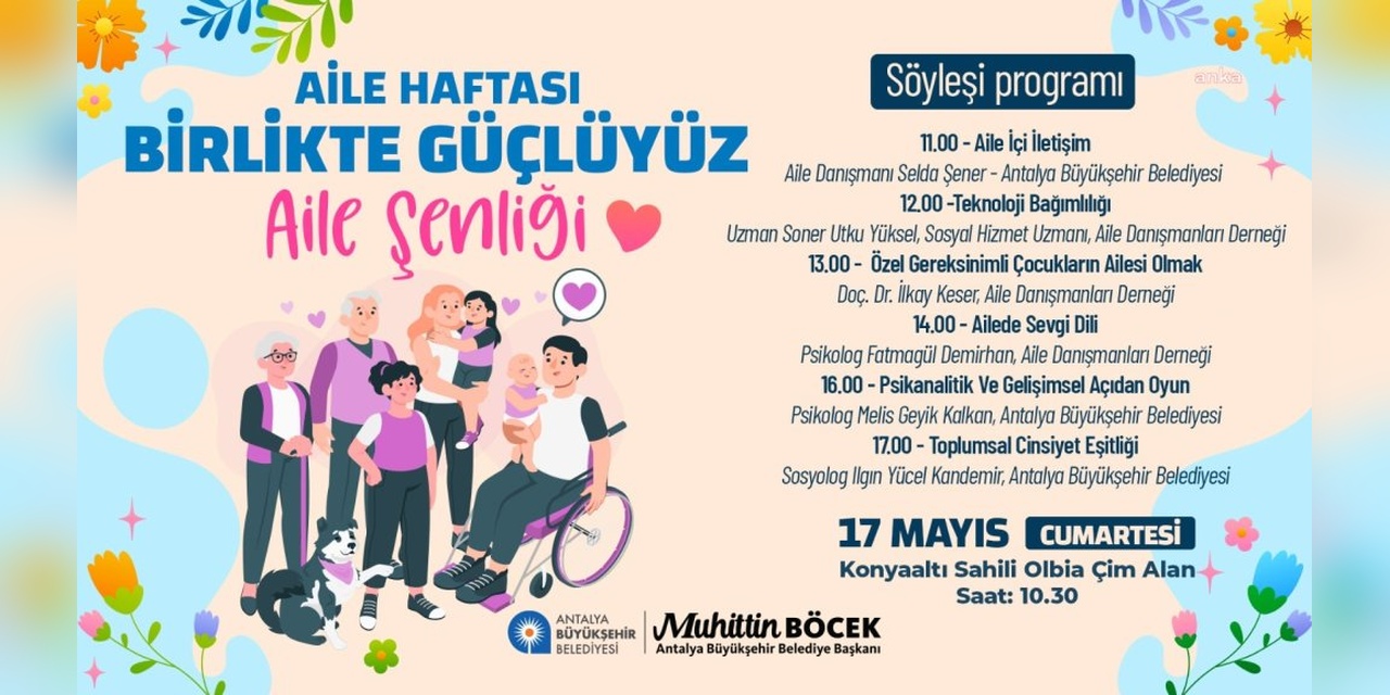 Antalya Büyükşehir Belediyesi, Dünya Aile Haftası'nı Konyaaltı Sahili'nde Kutluyor