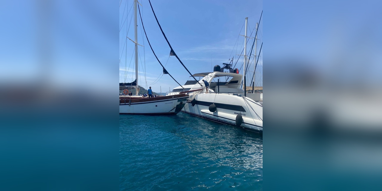 Fethiye'de gulet, lüks motoryata çarptı